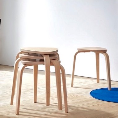 Ghế đôn gỗ phong cách Scandinavi gỗ uốn cong PlyConcept Quata Chair - Plywood cao su màu gỗ