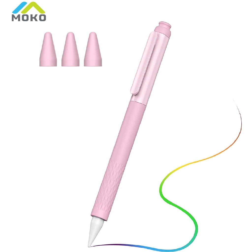 Moko Vỏ Bảo Vệ Hộp Sạc Bút Cảm Ứng Apple Pencil 2nd Bằng Silicon Chống Trượt Kèm 3 Nắp Đậy Ngòi Thay Thế Tiện Dụng