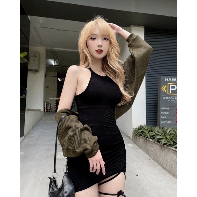 cardigan lửng mix đầm siêu đẹp