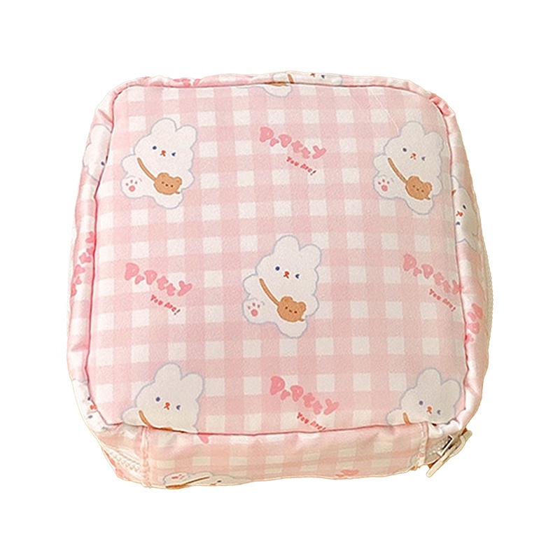 Túi Đựng Băng Vệ Sinh / Tiền Xu / Thẻ Hình Vuông Có Khóa Kéo Họa Tiết Dễ Thương