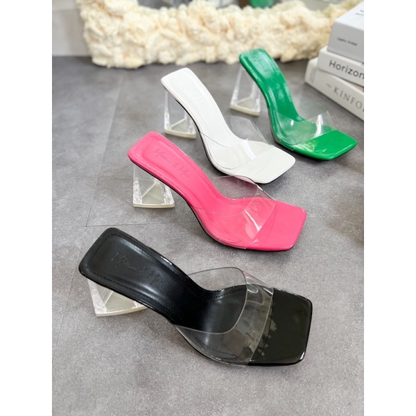 Guốc mica gót tù hot trend 7cm quai mềm tôn dáng