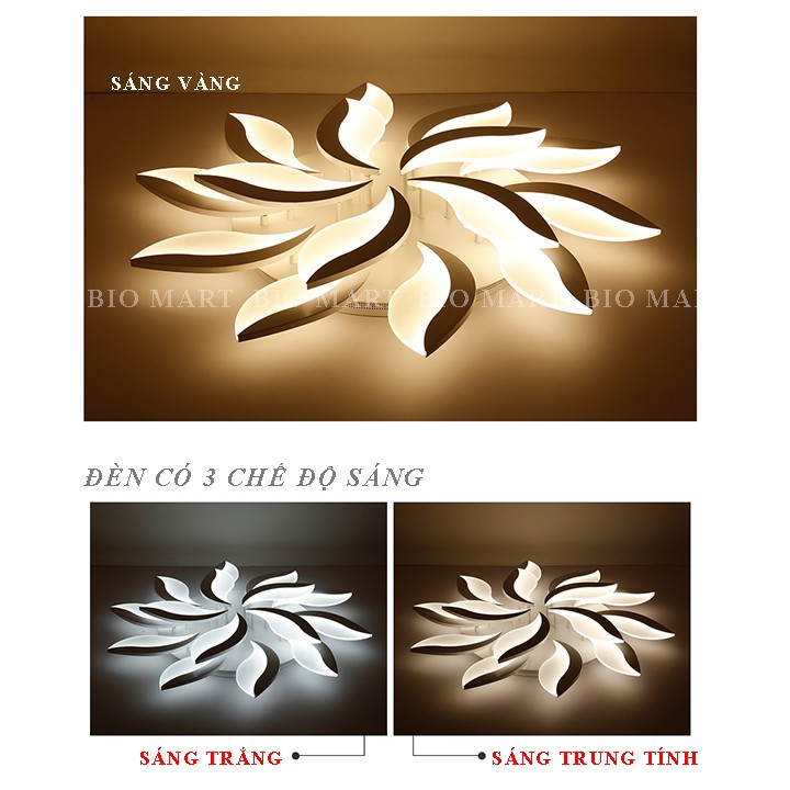 Đèn Ốp Trần Trang Trí – Đèn Âm Trần Trang Trí Phòng Khách, Gồm 3 Chế Độ Ánh Sáng, Có Điều Khiển Từ Xa Tiện Dụng – BIO133