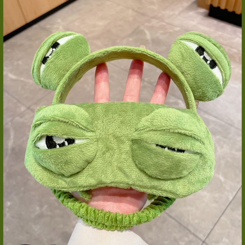 Băng Đô Cài Tóc Rửa Mặt Hình Chú Ếch Xanh Lá Nhồi Bông Dễ Thương Thời Trang 20