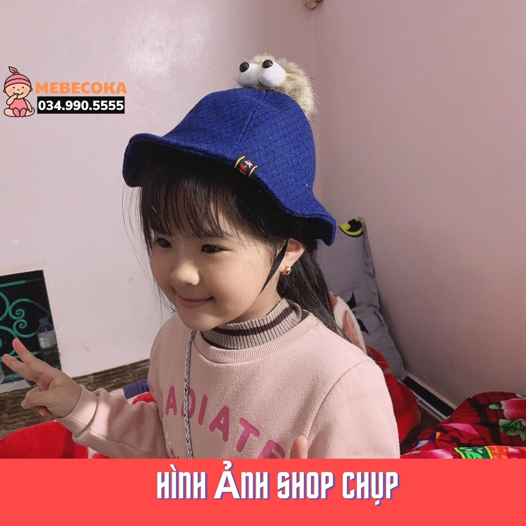 Mũ cho bé, mũ bucket chóp MẮT THÚ, vành nón tai bèo tròn cho bé Trai bé Gái chất liệu CAO CẤP