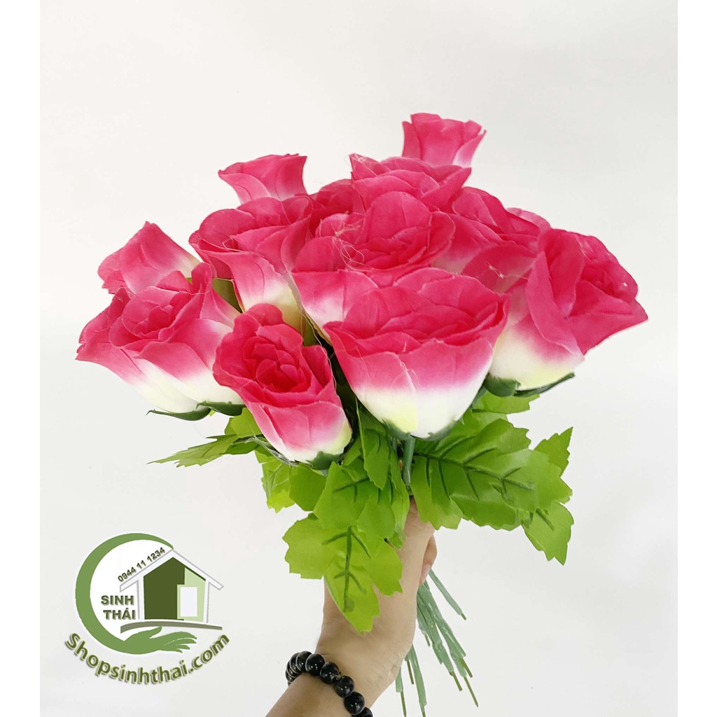 Cành hoa hồng ca sĩ màu hồng - hoa hồng giả cao cấp