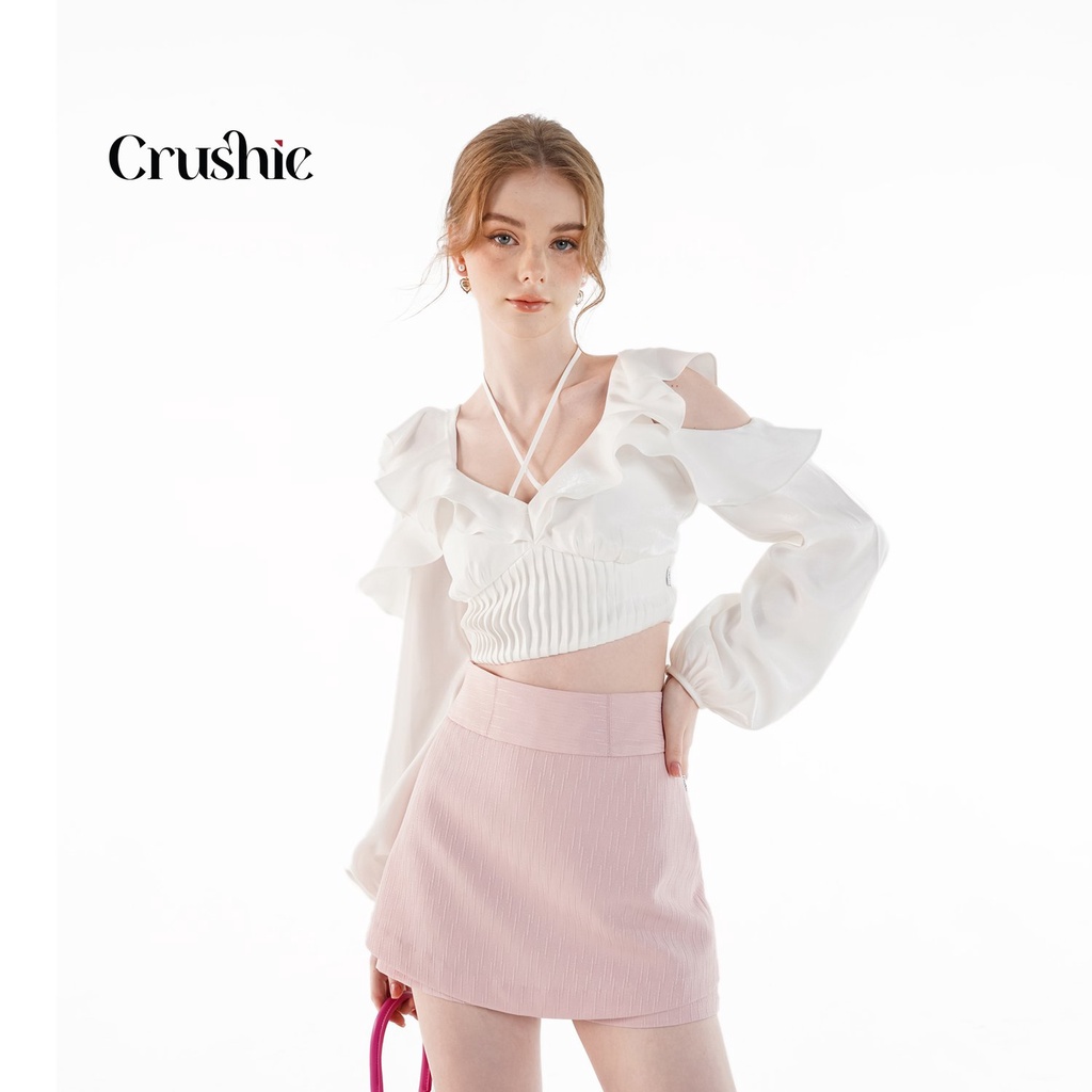 Quần short Crushie dáng ngắn chữ A cạp cao Kaylin