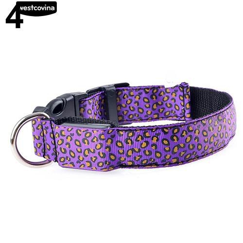 Vòng Cổ Họa Tiết Da Báo Có Đèn Led Cho Thú Cưng