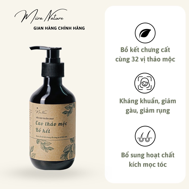 Dầu Gội Cao Thảo Mộc Bồ Kết Cô Đặc Ngăn Rụng Tóc, Kích Mọc Tóc, Sạch Da Đầu Giảm Gàu MIIRA NATURE