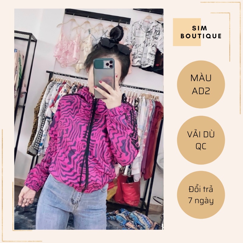 Áo khoác dù phối họa tiết 3D unisex - Dù 2 lớp form rộng có mũi túi trong must have item mùa hè