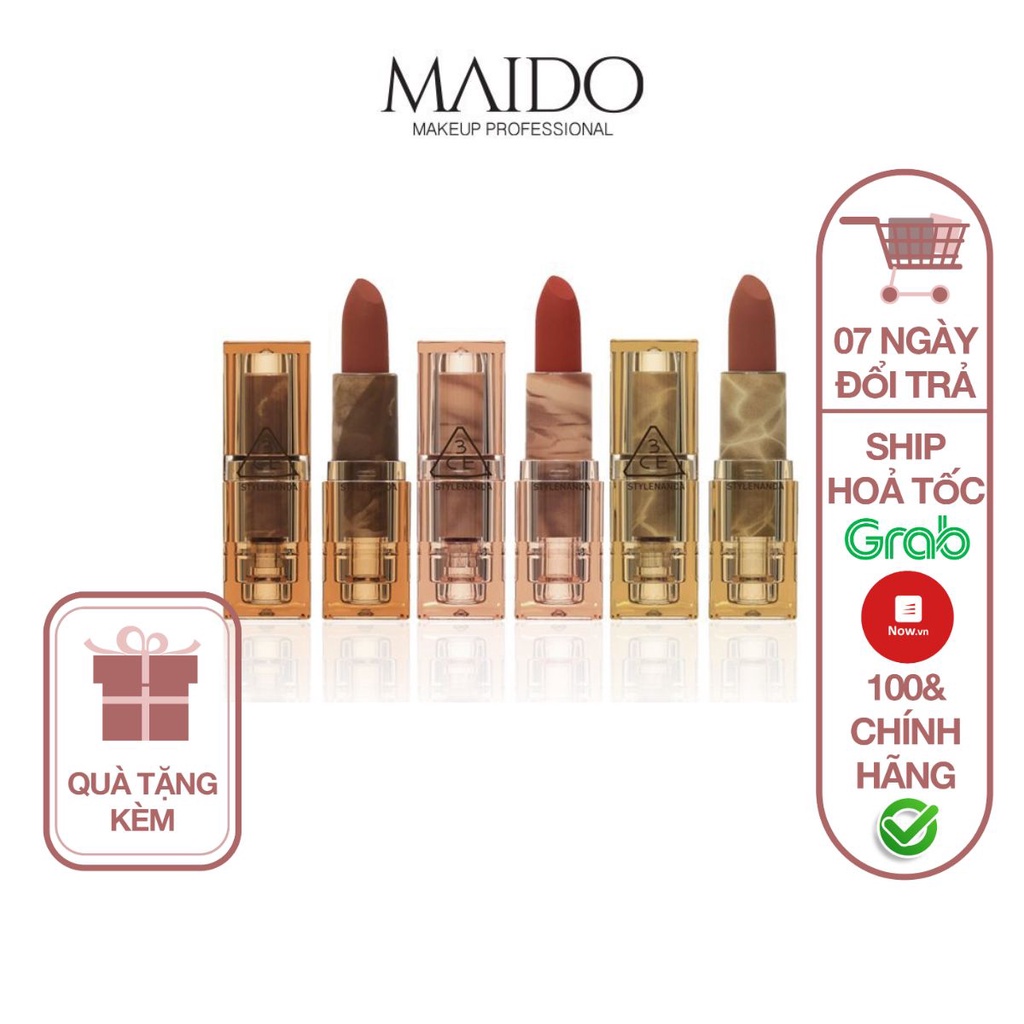 Set son 3CE Deep Under More Deep siêu lì mềm môi chống dính S020 MAIDO cosmetics