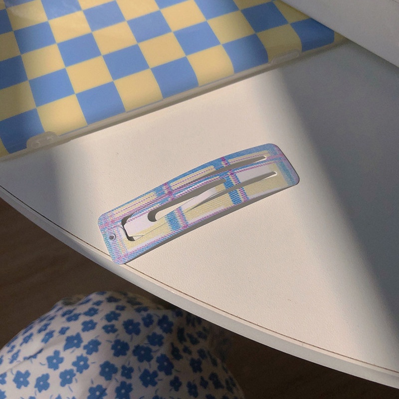 Kẹp tóc vải sọc ca rô cho bé gái