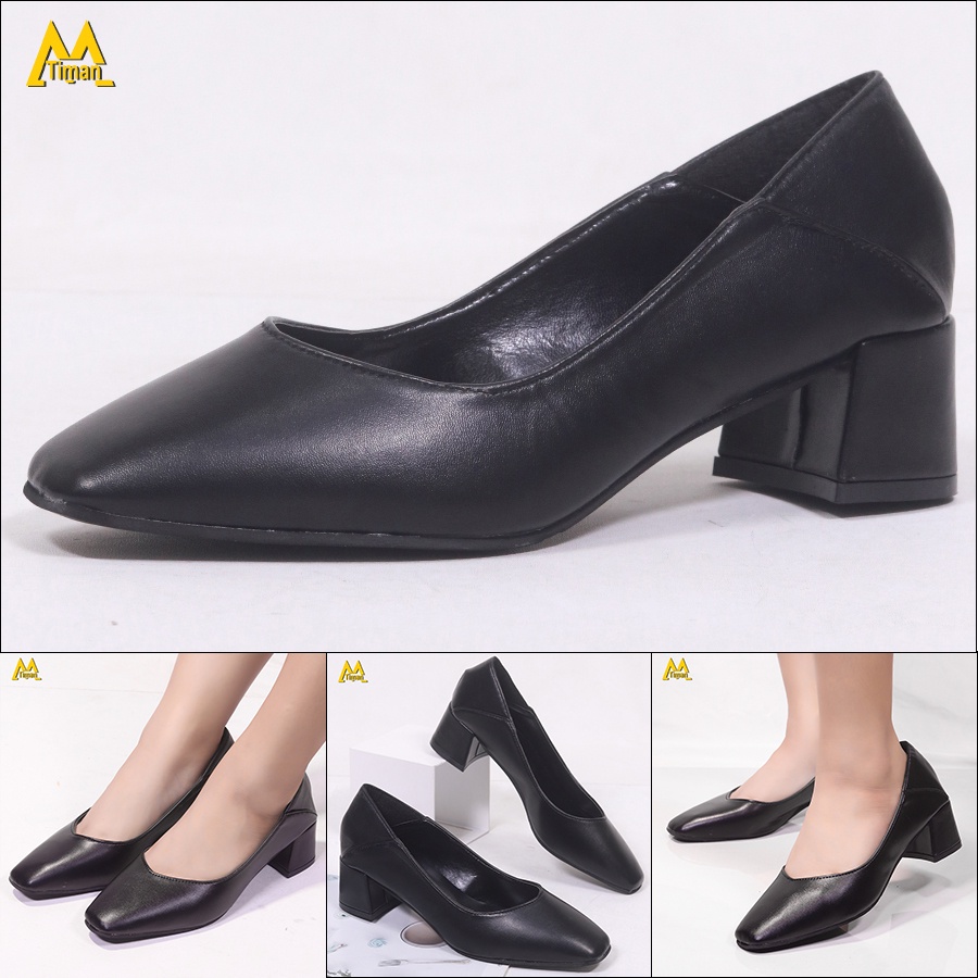 Giày cao gót nữ mũi nhọn đế vuông cao 3 phân màu trắng thiết kế nơ đính đá bít mũi bảo hành 1 năm TD19 TIMAN