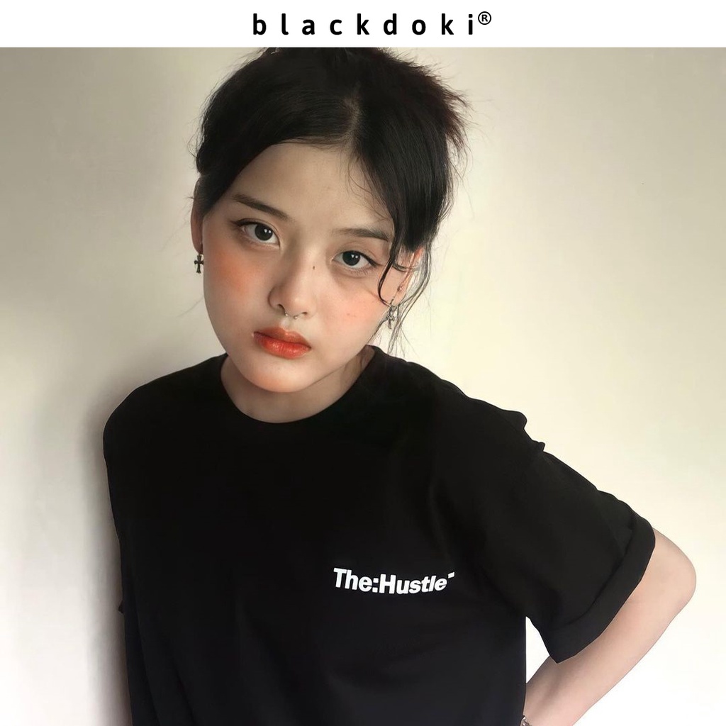 Áo thun nữ BLACKDOKI-JEU D'ARMOUR , áo phông basic form rộng tay lỡ cá tính chất cotton dày dặn