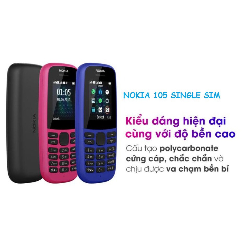 ĐIỆN THOẠI NOKIA 105 1 SIM - NOKIA 105 SINGLE SIM 2019 - HÀNG CHÍNH HÃNG BẢO HÀNH 12 THÁNG | BigBuy360 - bigbuy360.vn