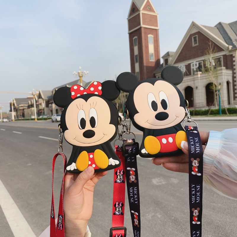Túi Đeo Chéo Mini Họa Tiết Hoạt Hình Mickey Minnie Kitty Dành Cho Bé Gái
