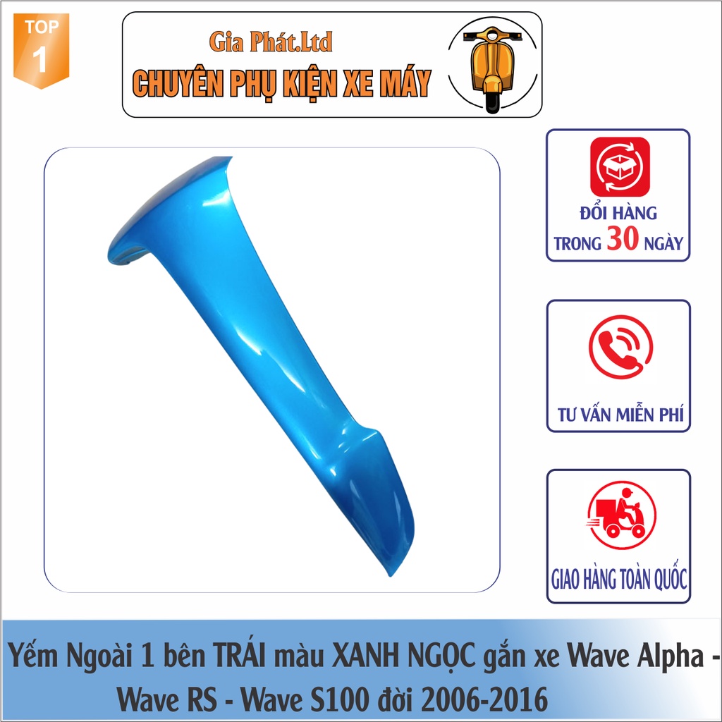 Yếm ngoài 2 BÊN nhựa ABS BỀN ĐẸP cao cấp gắn xe máy Wave Anpha,wave S100, wave RS mới đời 2006-2016 - màu XANH NGỌC