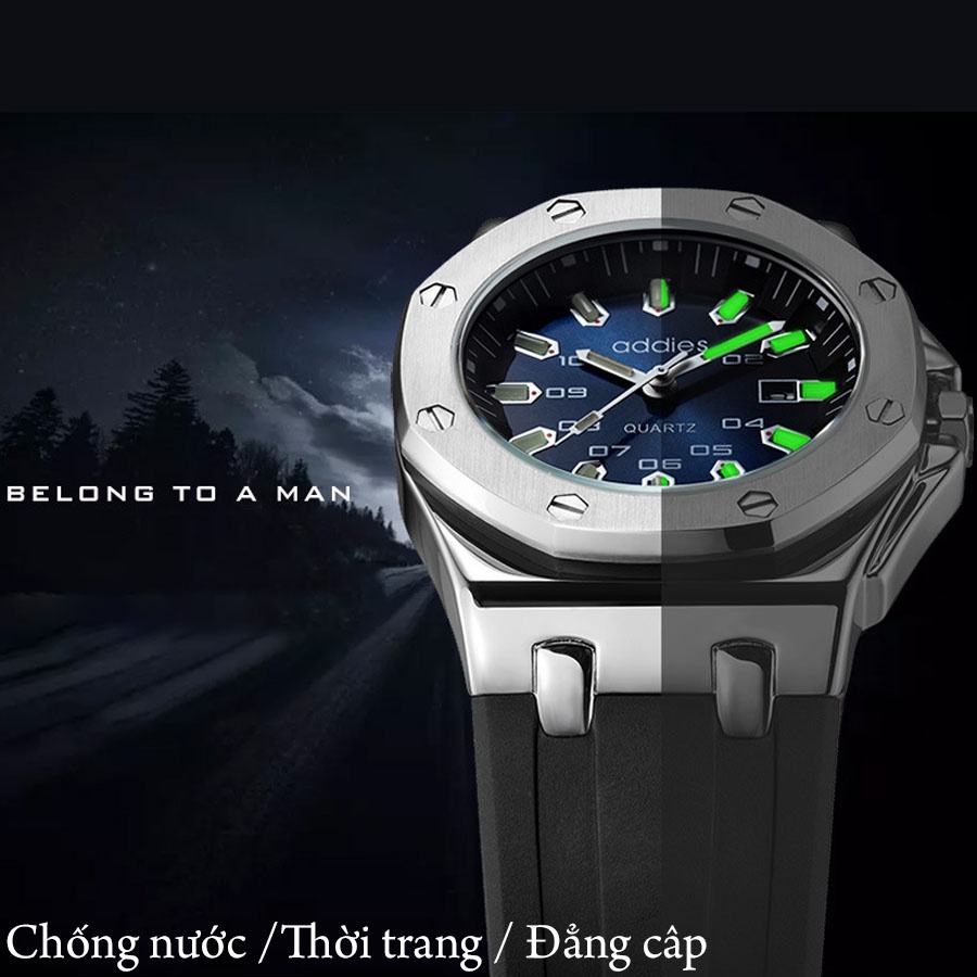 Siêu Hot đồng hồ nam phát sáng, thời trang nam, đồng hồ nam đen