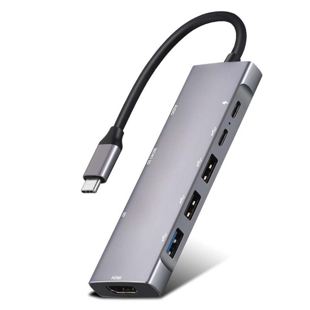Hub Chuyển Đổi USB C Sang HDMI PD 9 Trong 1 Bằng Hợp Kim Nhôm Cho Máy Tính