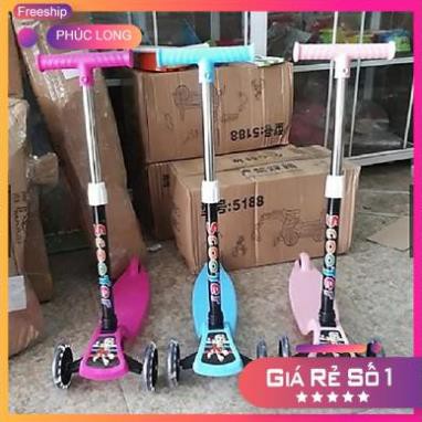 Xe trượt Scooter cao cấp gấp gọn 3 bánh, bánh xe phát sáng