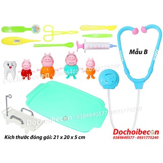 Đồ chơi bác sĩ + Kèm gia đình heo Peppa Pig - Nhiều màu