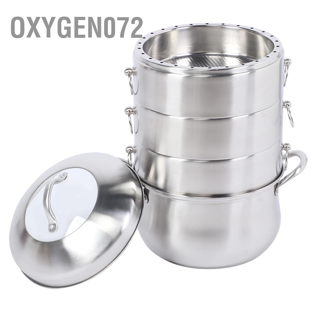 Oxygen072 4 Layer Stainless Steel Soup Cooker Food Steamer Energy-Saving Cooking Pot Kitchen Cookware