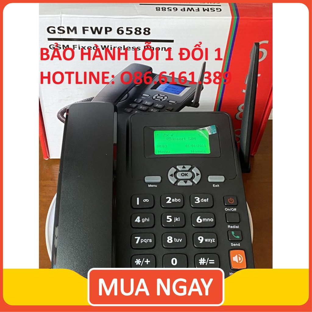 Máy Điện Thoại Bàn Cố Định Không Dây Lắp Mọi Loại Sim Di Động, Sim Máy Bàn GSM 6588 - Bản 2 Sim, Dùng Tiếng Việt.