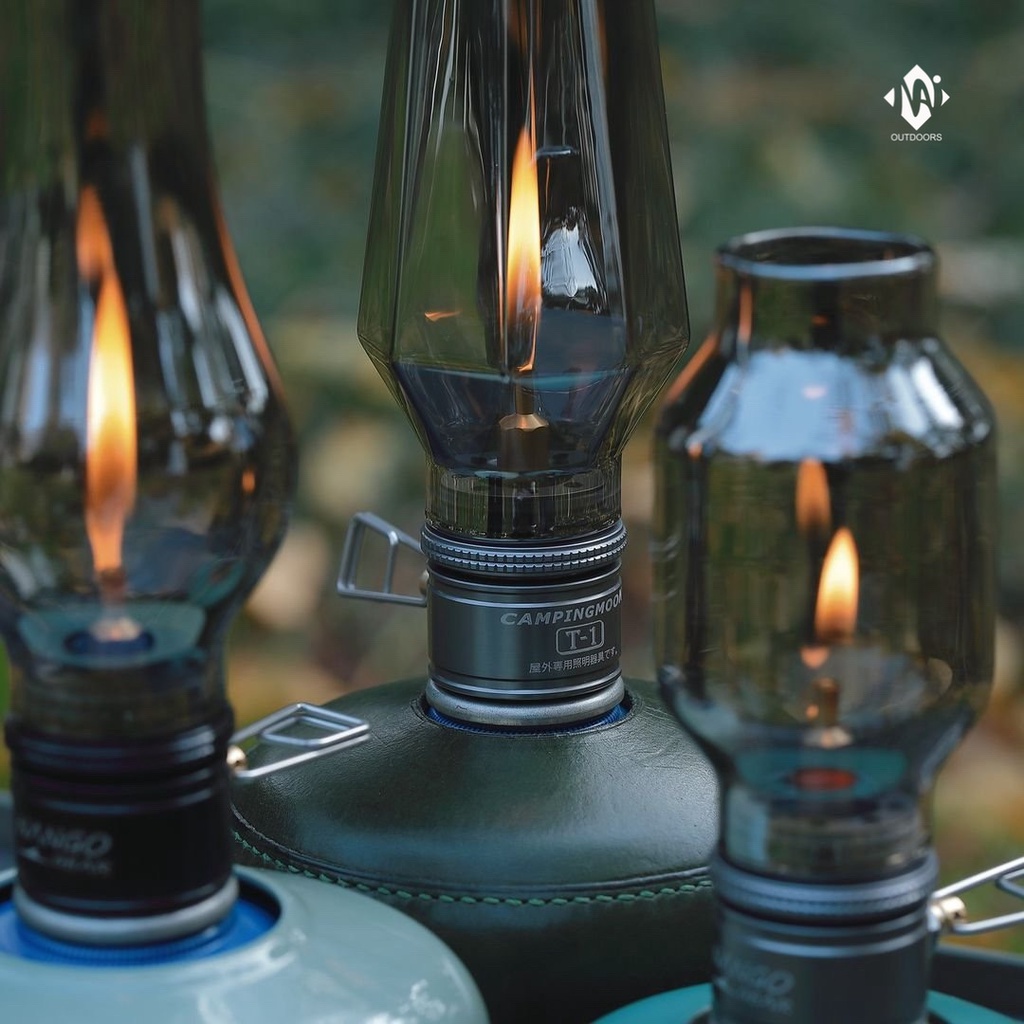 Đèn gas cắm trại Campingmoon T-1 với hộp đựng gỗ