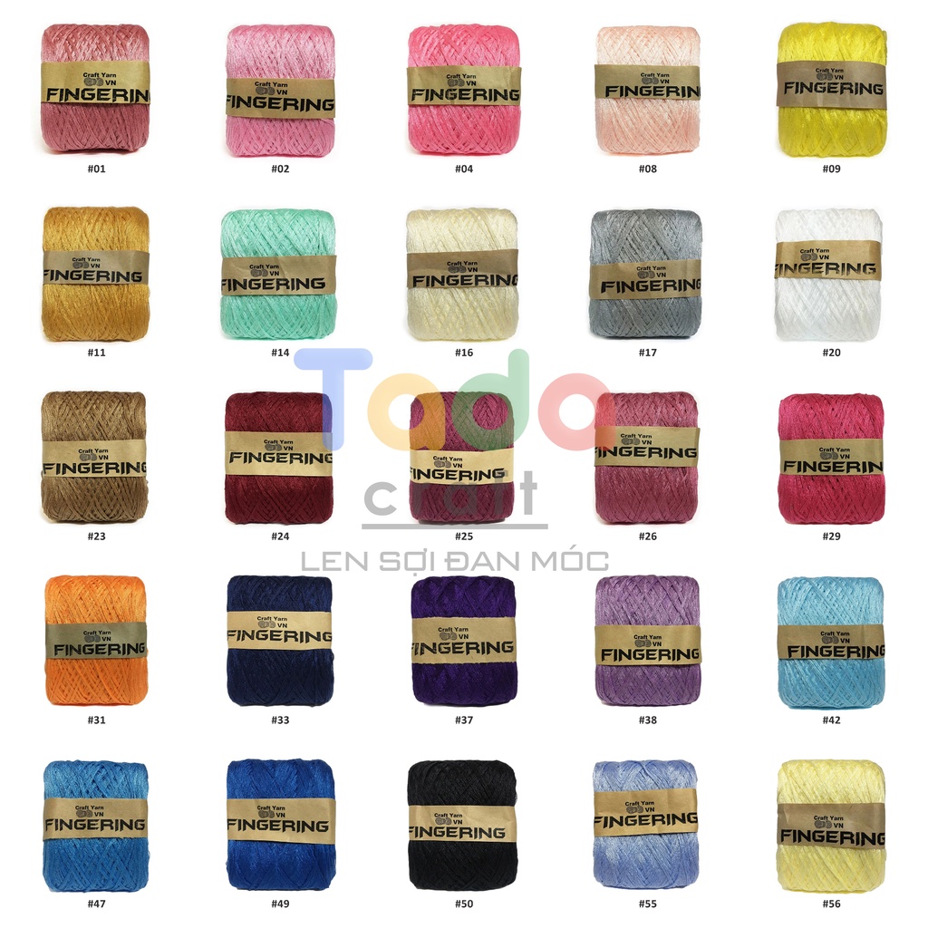 Sợi Cotton Bóng 100gr - Sợi Cotton Fingering  (50 màu)