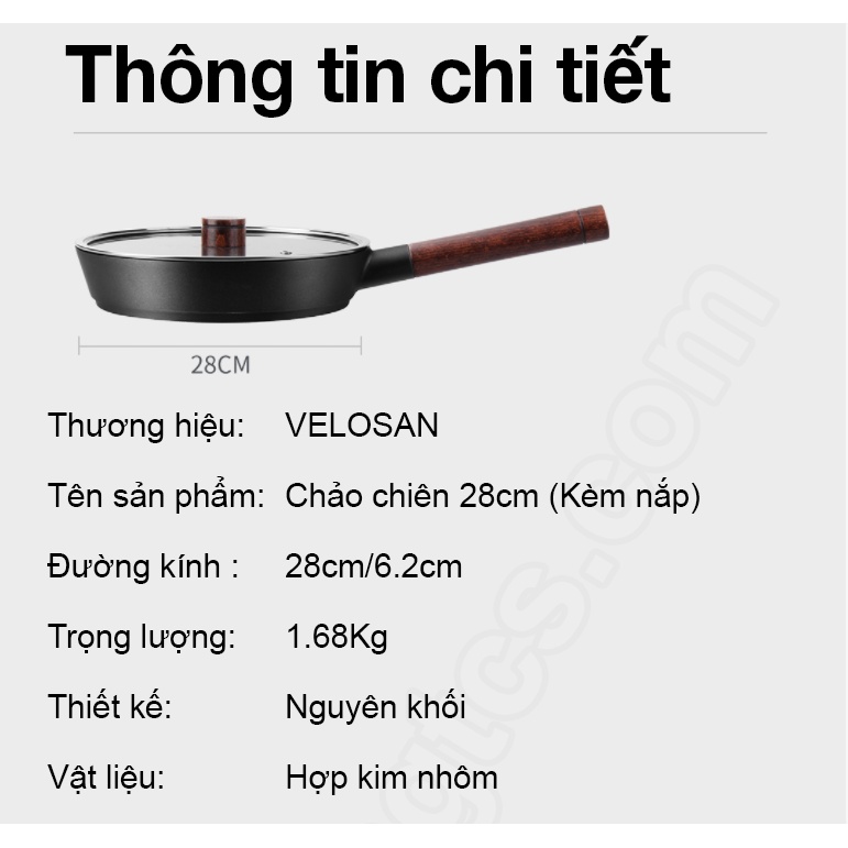 Chảo chống dính Mocha VELOSAN Đức 28cm - Không kén bếp