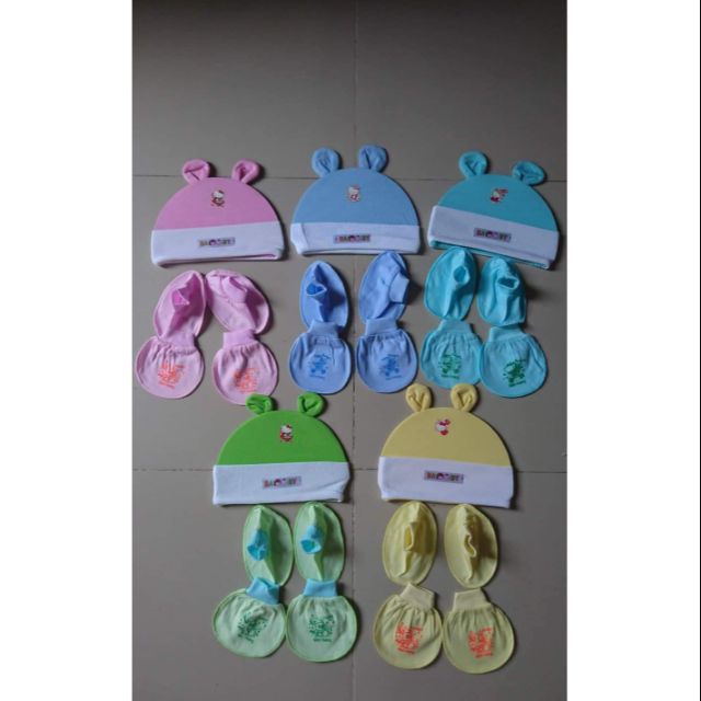 Combo 5 bộ bao tay chân nón bé sơ sinh