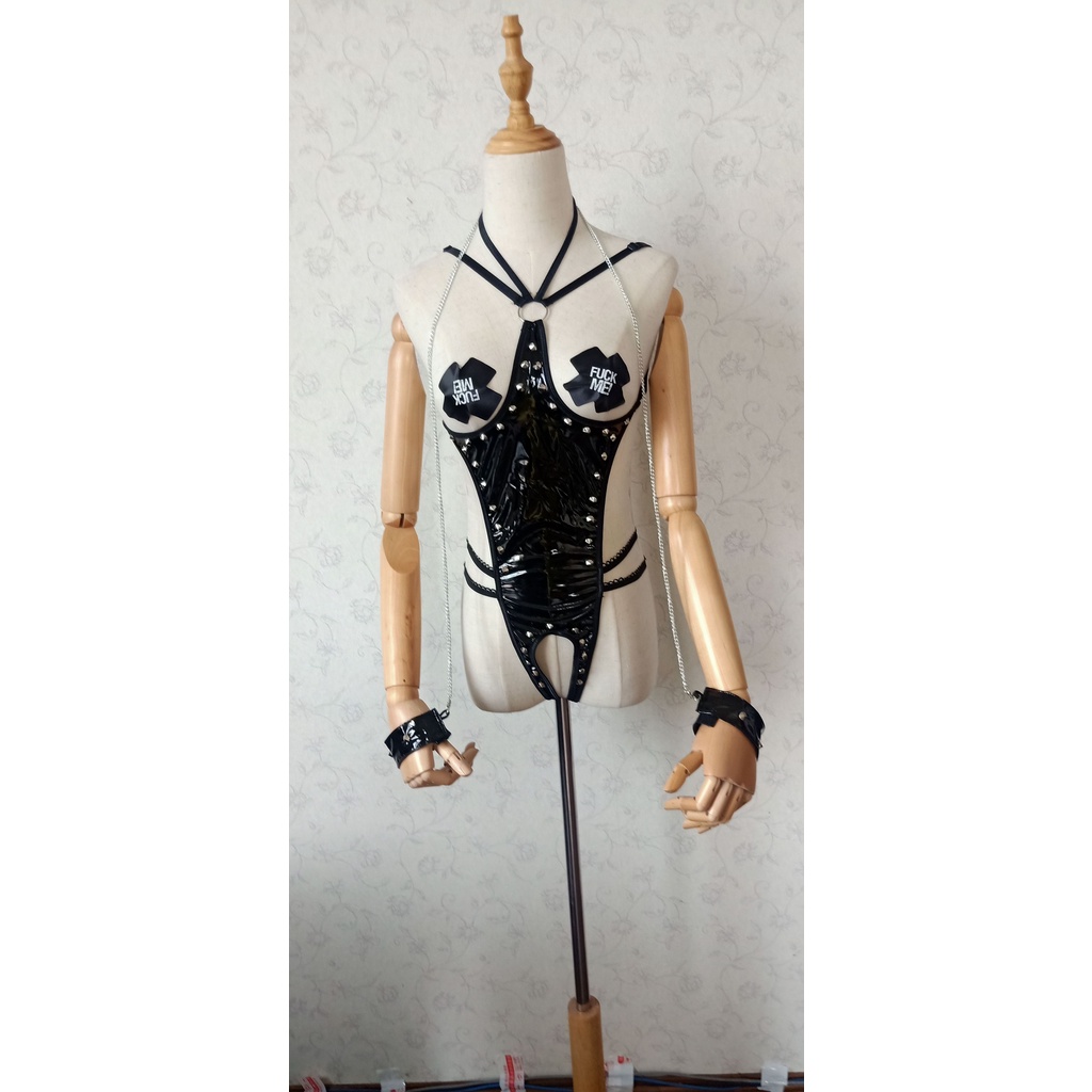 Đồ ngủ sexy FREE SHIP Set ngủ khiêu gợi đính đá hở ngực kèm dán ngực Fuch Me