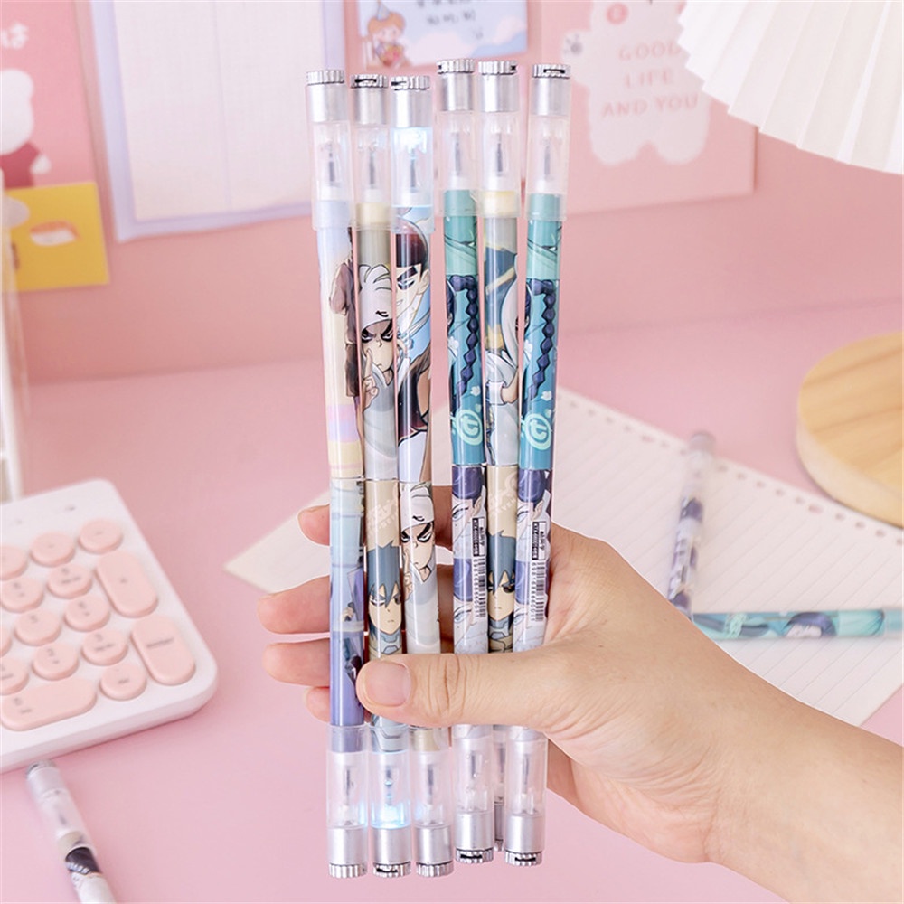 1 Bút Gel Xoay Gắn Đèn LED Hoạt Hình Đáng Yêu Dành Cho Học Sinh/Văn Phòng