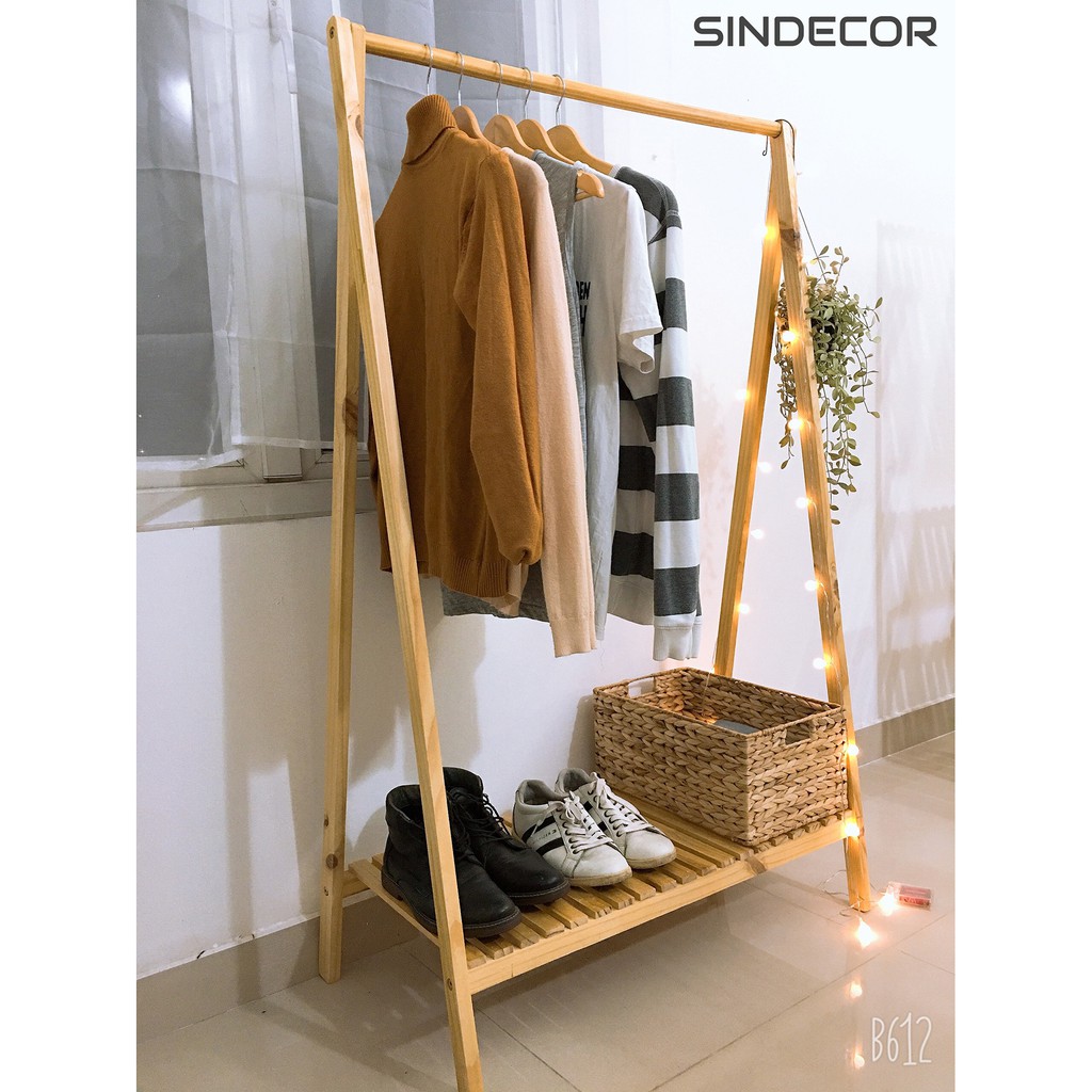 Kệ Treo Quần Áo Gỗ - Tủ quần áo 1 tầng -SN05- Sindecor