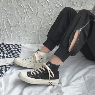 [Có ảnh thật] Giày ulzzang cao cổ phối màu đen trắng