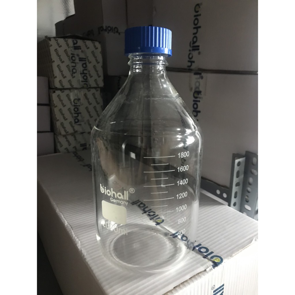 [Hàng Đức] Bình/Chai 2000ml-2 Lít thủy tinh trắng trung tính nắp vặn chứa mẫu chia vạch | REAGENT BOTTLE 2L