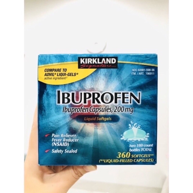 KirkLand Ibuprofen Capsules 200mg Hộp 180v của Mỹ