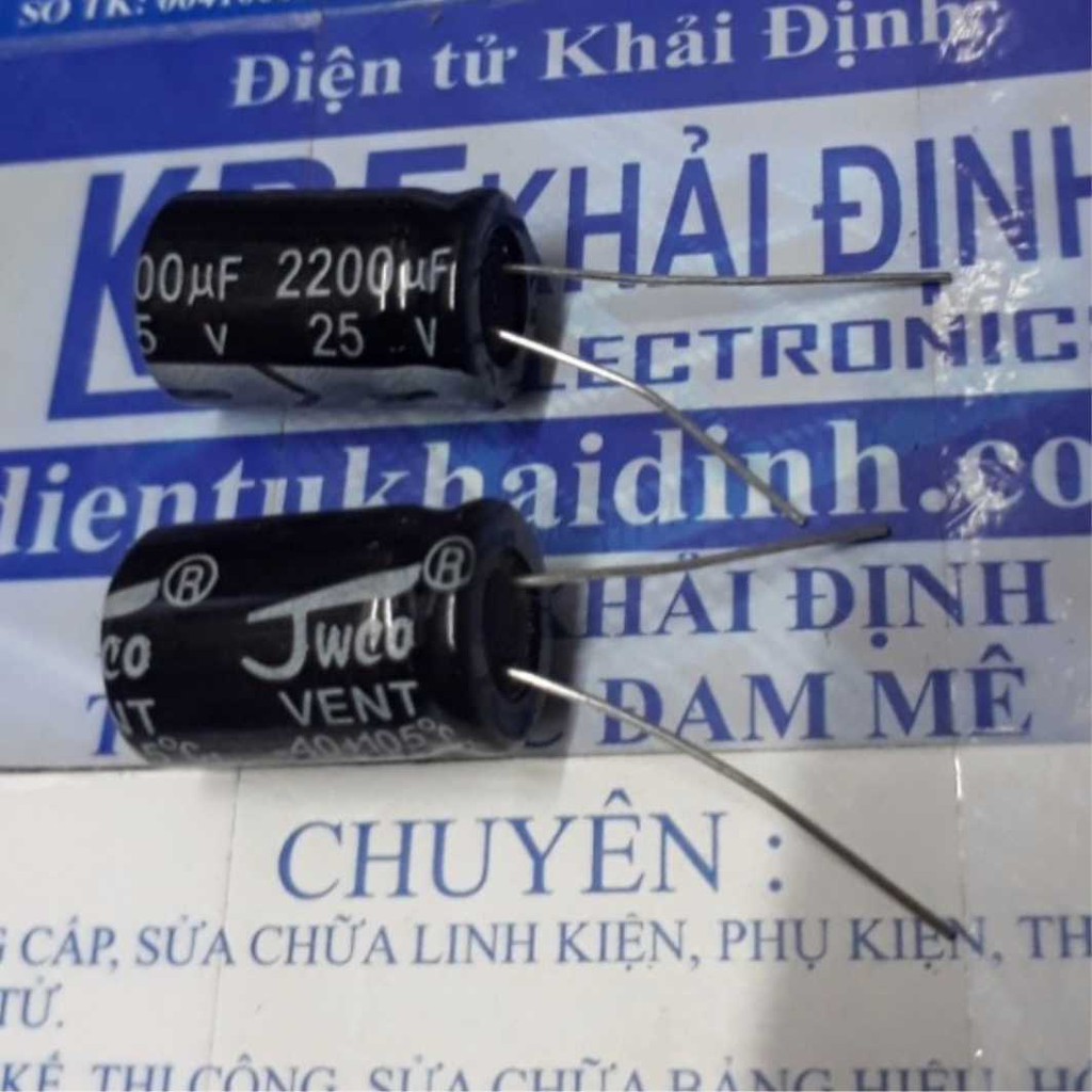 TỤ HÓA, TỤ PHÂN CỰC 2200uf 25V (10 tụ) KDE1818