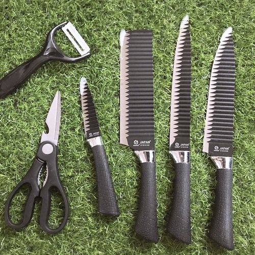Bộ Dao Làm Bếp Nhật Bản Chính Hãng Dạng Lưỡi Gợn Sóng Bằng Thép Không Gỉ - Thiết Kế Sang Trọng Sắc Nhọn Kotic_shop