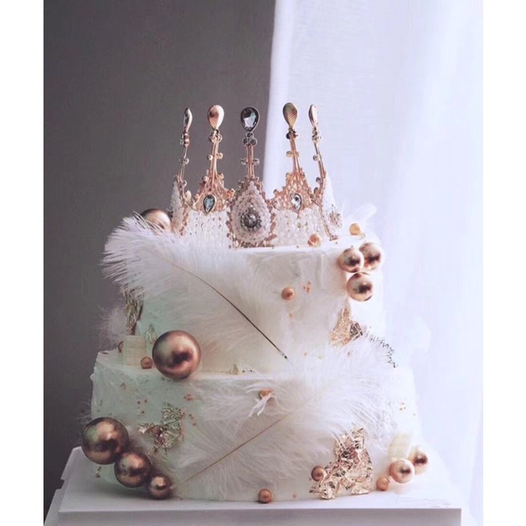 Vương Miện Đính Đá Pha Lê Lấp Lánh Dùng Trang Trí Bánh Kem Sinh Nhật