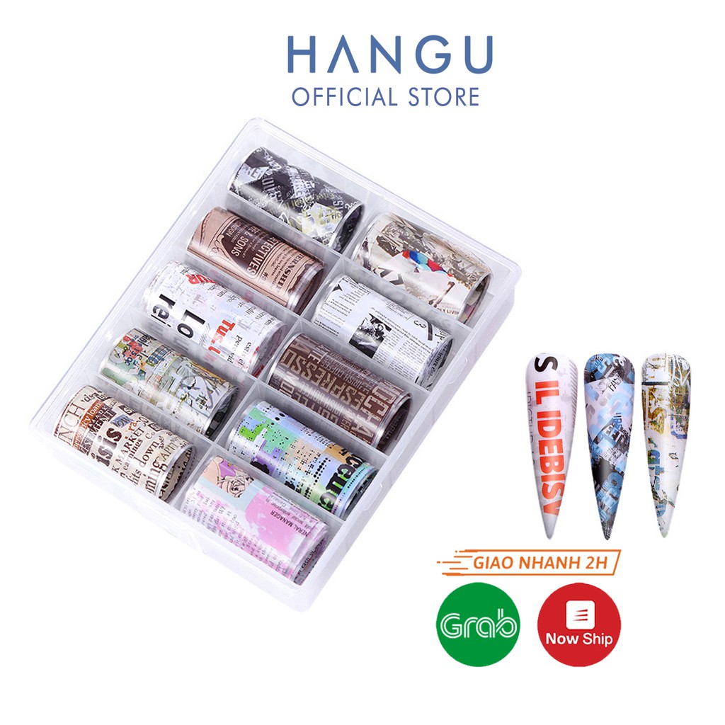 Foil nail họa tiết báo