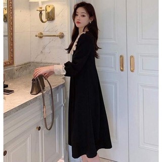 VÁY CỔ BÈO PHỐI MÀU THẮT NƠ