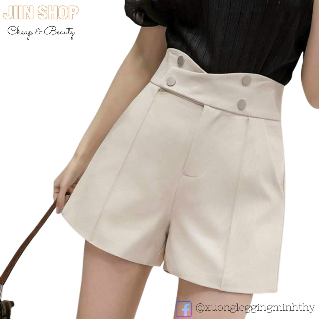 Quần sooc cạp cao cách điệu, vải tuyết mưa cao cấp, trẻ trung năng động by Jiin shop