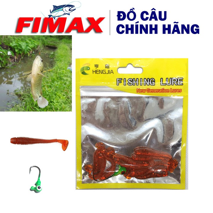 [TẶNG LƯỠI] Bộ 10 mồi câu giun giả HENGJIA 4 cm/0.21gram,Mồi câu cá rô, rô đồng,cá chim,cá chép hàng thái siêu nhạy.