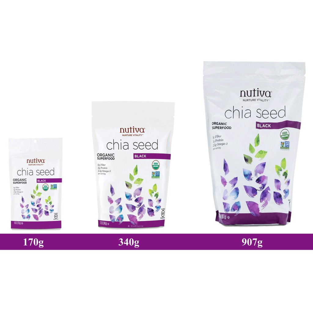 Hạt Chia Mỹ Nutiva Chia Seed Black 3 Size