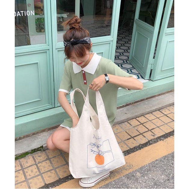 Túi vải bố canvas tote đựng đồ quần áo đeo vai thời trang nhỏ giá rẻ LUVADO TX337