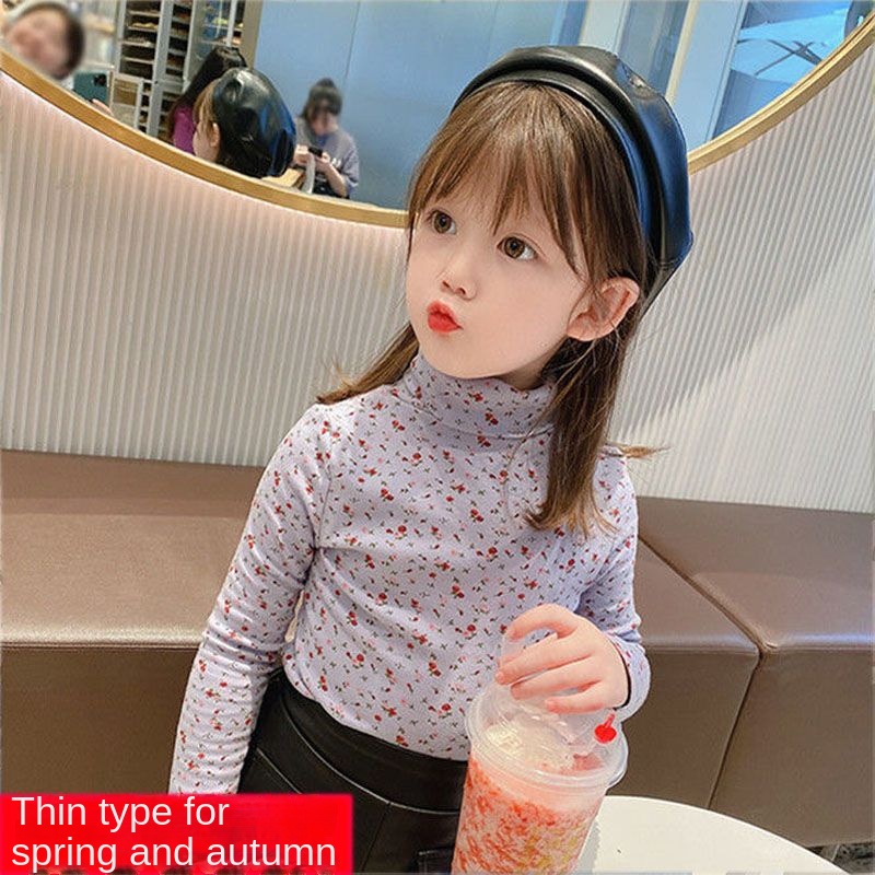 Áo Thun Tay Dài Bằng Vải Nhung Họa Tiết Hoa Thời Trang Xuân Thu Đức Dành Cho Bé Gái