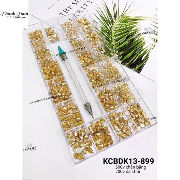 Khay đá nail Đá khối chân bằng kèm bút chấm đá 2 đầu Angelica- Phụ kiện đồ nail
