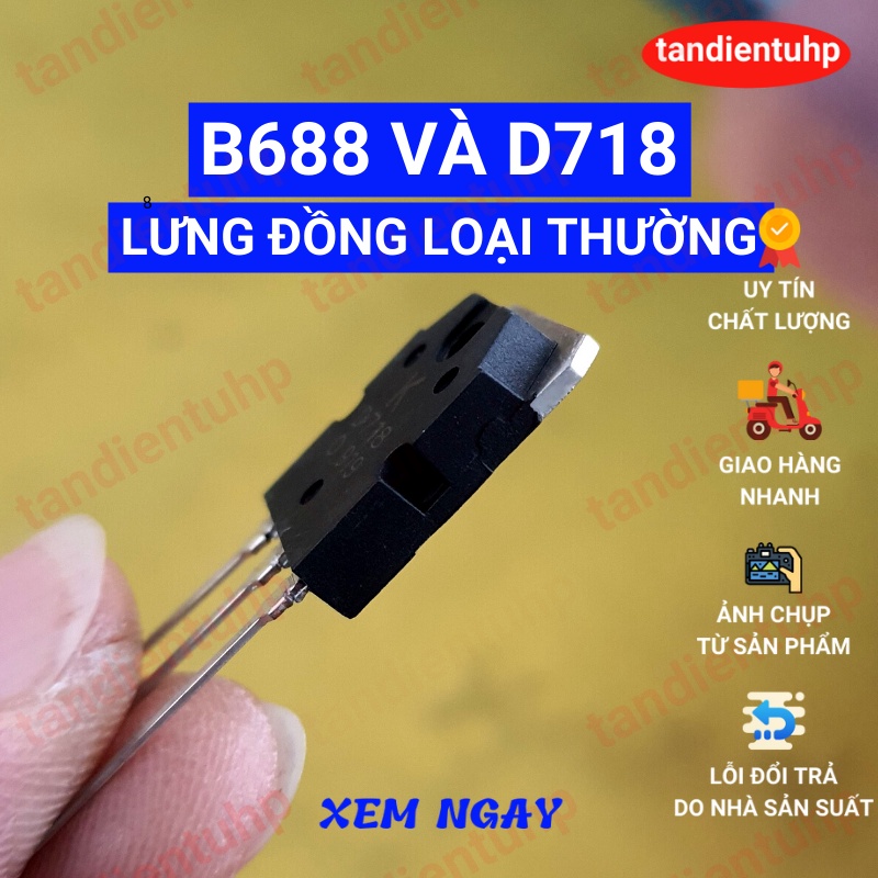 2 chiếc B688 - D718 đèn khuếch đại công suất, hàng mới lưng Đồng, loại thường, chân mỏng