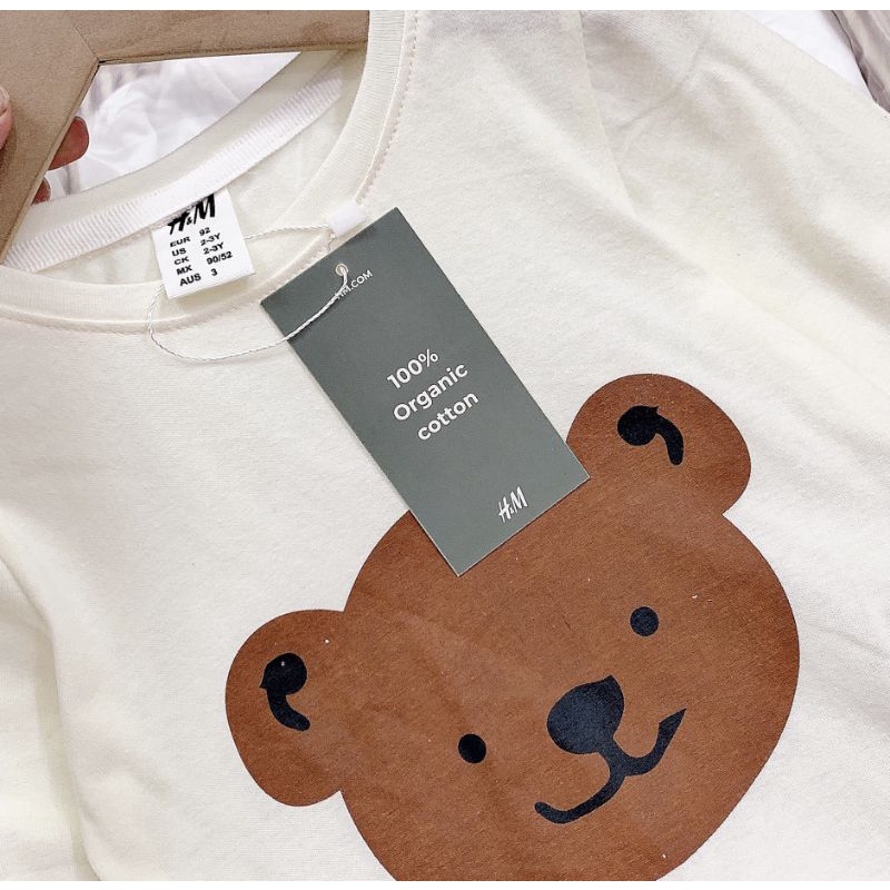 Set combo 2 bộ cotton dài tay gấu nâu cho bé trai siêu đẹp