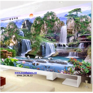 Tranh thêu phong cảnh khổ lớn nhất 195x126cm